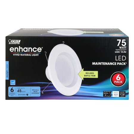 Feit Electric Feit Enhance White 5-6 in. W LED Dimmable Recessed Downlight 10.2 W LEDR56B950CAMP6